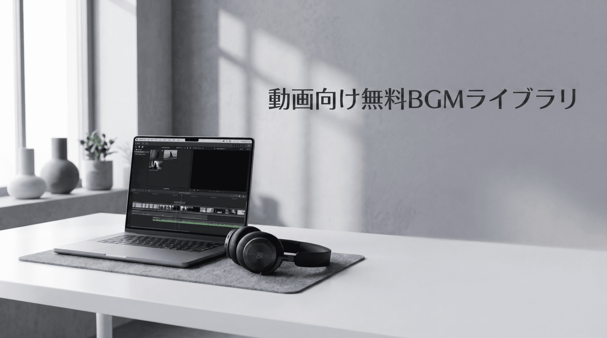 ラップトップとヘッドフォン — 動画向け無料BGMライブラリ